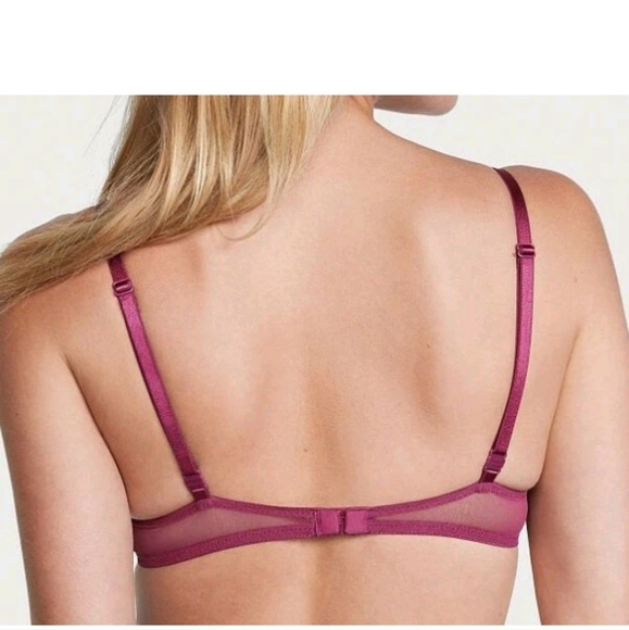 Victorias Secret Berry Gold SHIMMER Lace Mesh ExtremeLift Plunge PU UW Bra 36DD - Picture 3 of 7